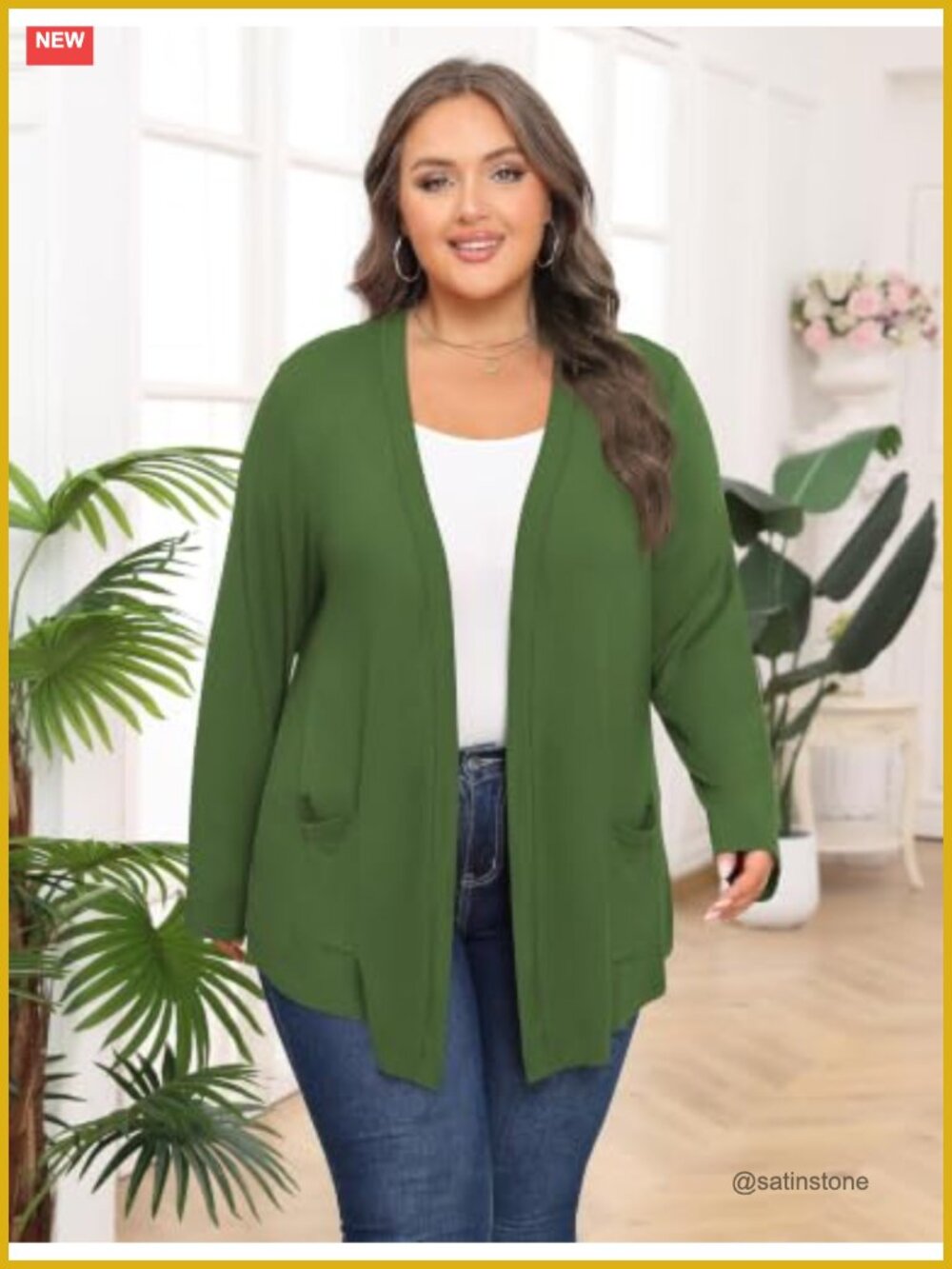 Plus Size Lightweight Cardigan Soft with Pockets 1X-5X - Picture 2 of 6